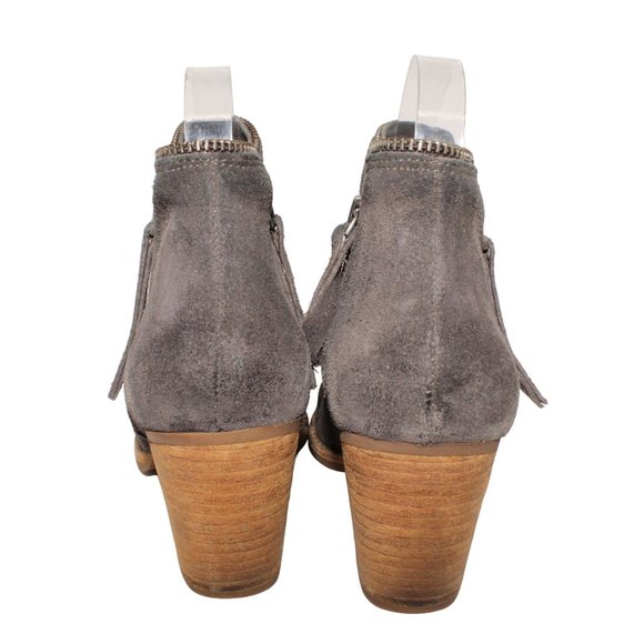 Dolce Vita Grey Leather Suede Womens Sz 7 Booties Ankle Boots Zipper Tassel - Picture 6 of 11